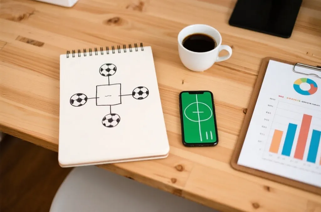 书桌上的世界杯赛程表与咖啡